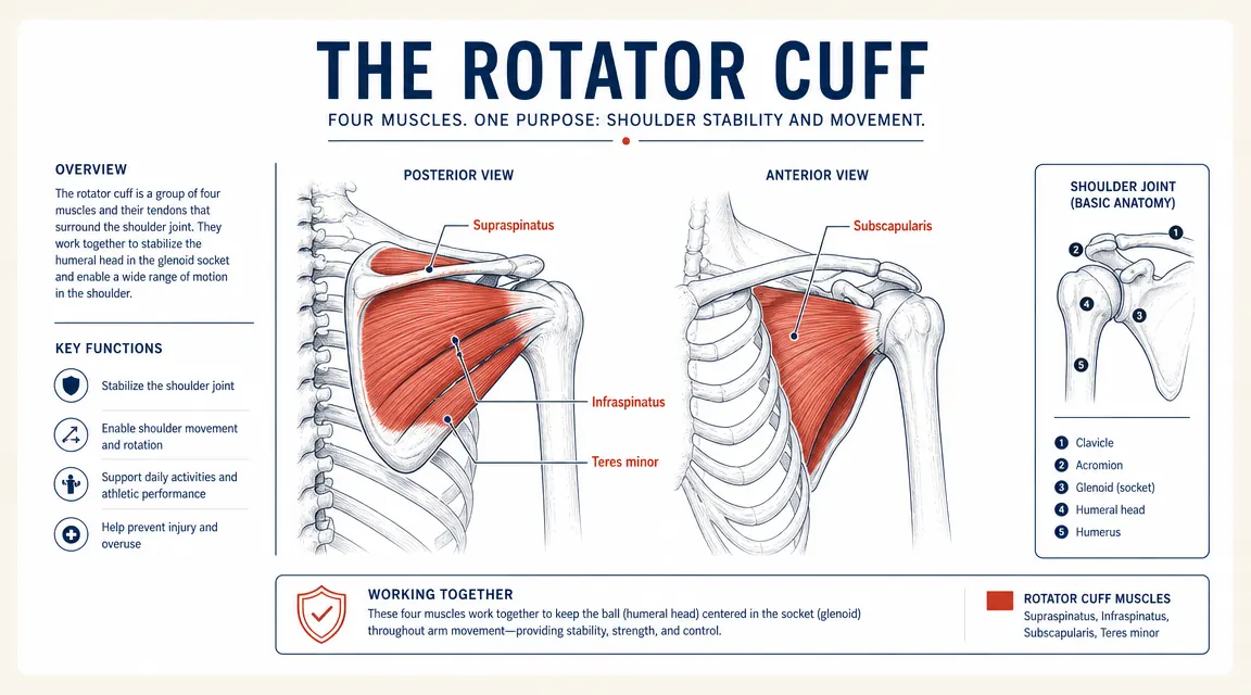Diagram showing rotator cuff muscle groups activated by resistance band exercises for pitchers
